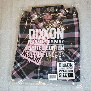 DIXXON Men's Keep A Breast Collab-I Love Boobies 2025 Flannel- Pink/Black Sz.L